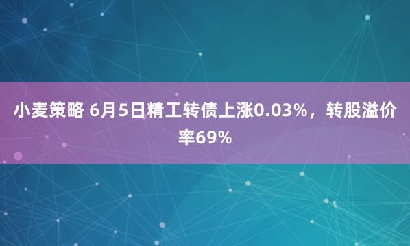 小麦策略 6月5日精工转债上涨0.03%，转股溢价率69%