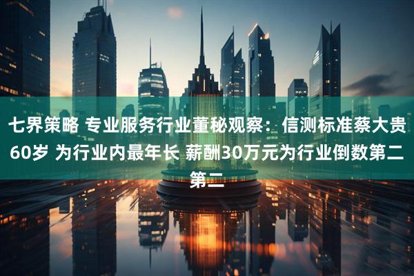 七界策略 专业服务行业董秘观察：信测标准蔡大贵60岁 为行业内最年长 薪酬30万元为行业倒数第二