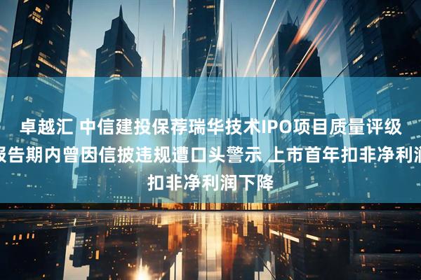 卓越汇 中信建投保荐瑞华技术IPO项目质量评级B级 报告期内曾因信披违规遭口头警示 上市首年扣非净利润下降