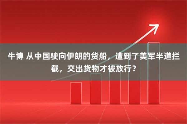 牛博 从中国驶向伊朗的货船，遭到了美军半道拦截，交出货物才被放行？